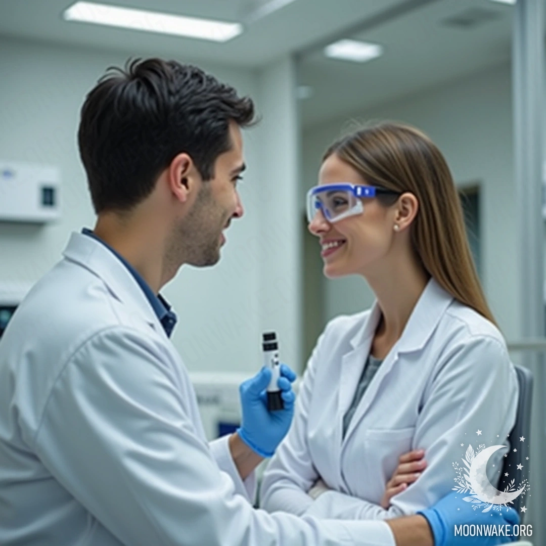 A couple undergoing genetic compatibility testing in a laboratory